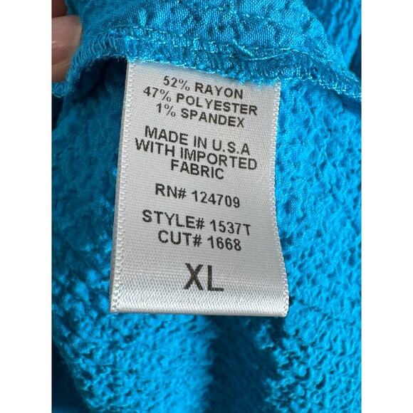 IC Collection Plus Size Lime Ruffle Sleeves Cowl Neck Tunic Top Turquoise XL - Picture 8 of 10